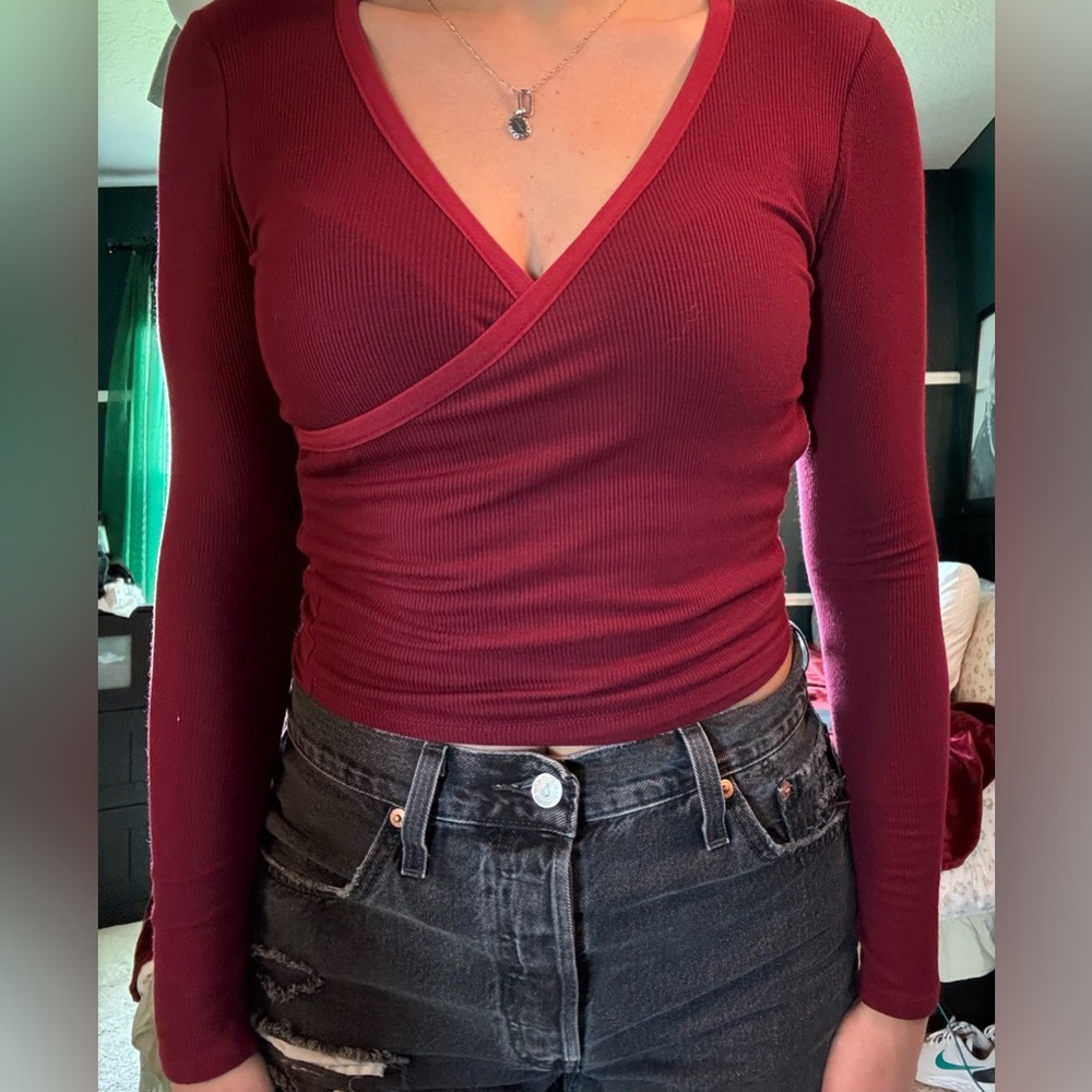 Urban Outfitters wrap v-neck cropped shirt